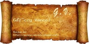 Géczy Vencel névjegykártya